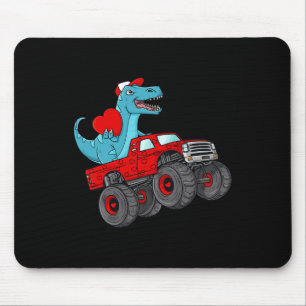 Valentines Day T Rex Riding Monster Truck Toddler  Mouse Pad