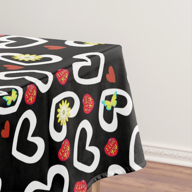 Valentine's Day Tablecloth Hearts I Love You (In Situ)