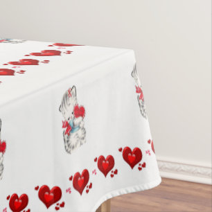 Valentine's Day Tablecloth Kitten