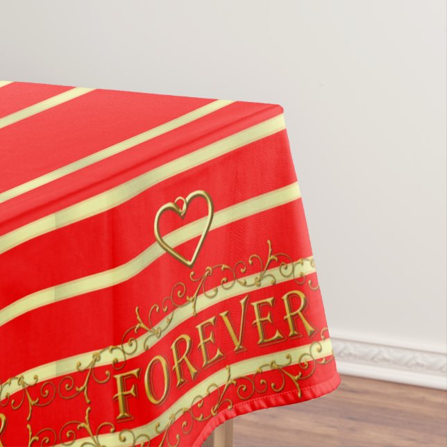 Valentine's Day Tablecloth Red Forever Gold  (In Situ)
