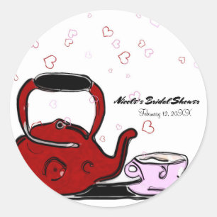 Valentine's Day Tea Party Chic Party Favour Classic Round Sticker