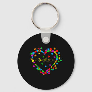 Valentines Day Teacher Autism Awareness 100 Days H Keychain