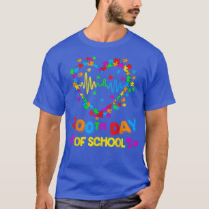 Valentines Day Teacher Autism awareness 100 days H T-Shirt