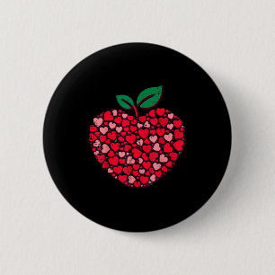 Valentines Day Teacher Hearts Love Teach Women Men 2 Inch Round Button