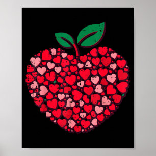 Valentines Day Teacher Hearts Love Teach Women Men Poster