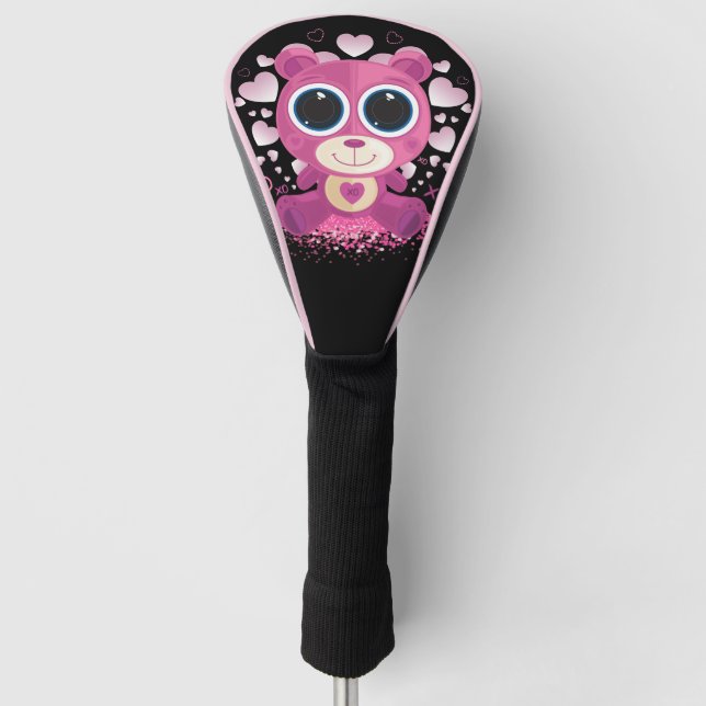 Valentine's Day Teddy Bear  Golf Head Cover (Front)
