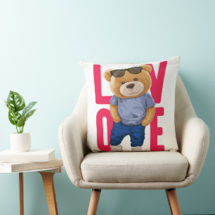 Valentine's Day Teddy Bear Love Design Throw Pillow