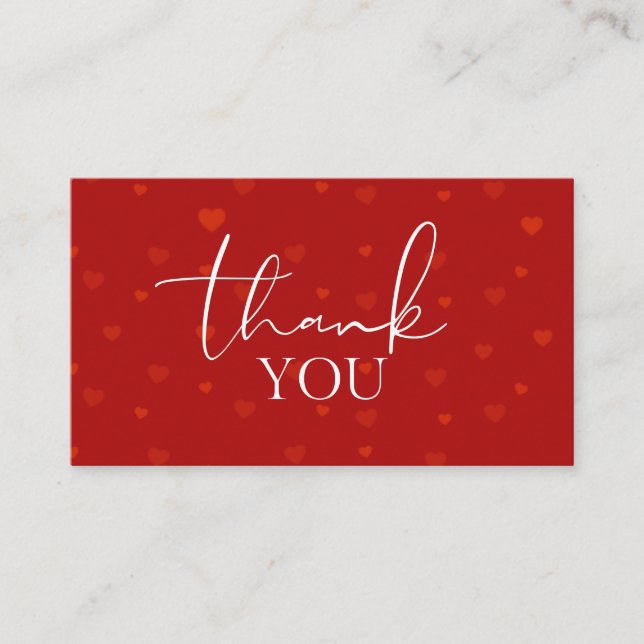 Valentine's Day Thank You Red Romantic Heart Love  Business Card (Front)