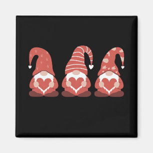 Valentine's Day Three Cute Gnomes Holding Heart Magnet