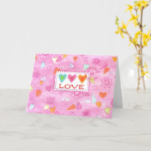 Valentine's Day Three Hearts Love Stamp Card