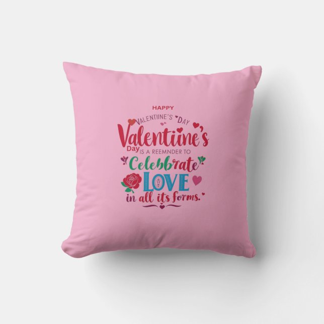 "Valentine's Day Throw Pillow – Celebrate Love in  (Front)
