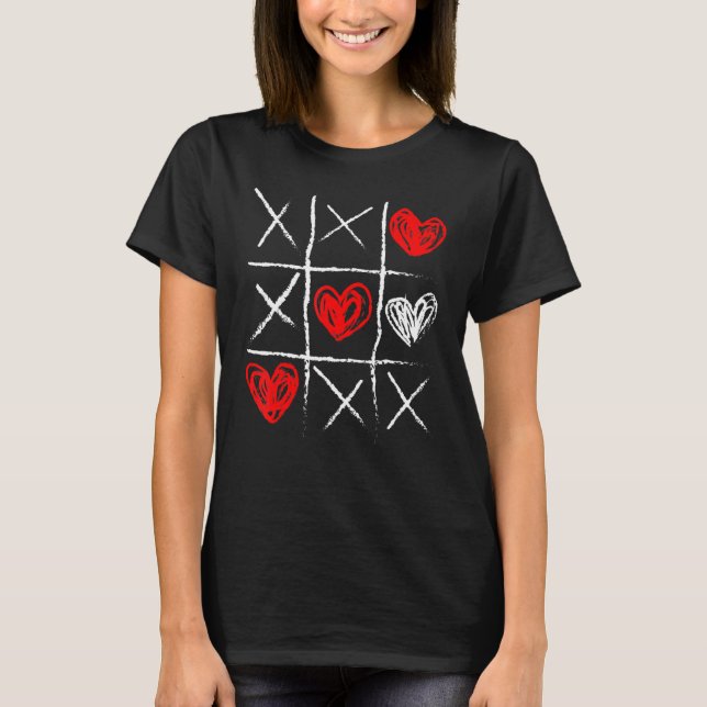 Valentine's Day Tic Tac Toe Valentine Cute Heart T-Shirt (Front)