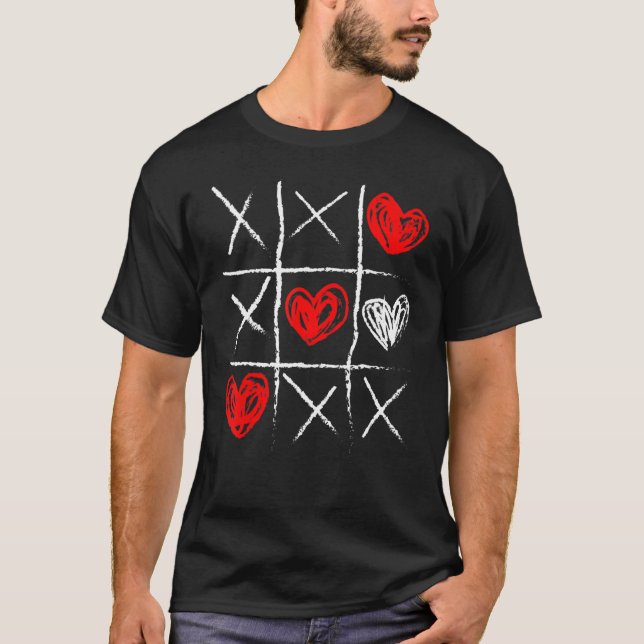 Valentine's Day Tic Tac Toe Valentine Cute Heart T-Shirt (Front)