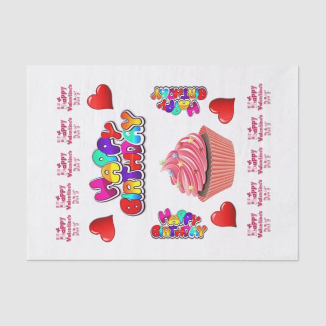 Valentine's Day Tissue Paper Happy Birthday (Front)