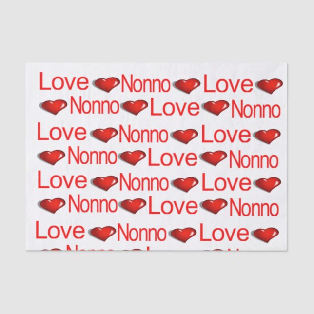 Valentine's Day Tissue Paper Love Nonno Red Hearts (Front)