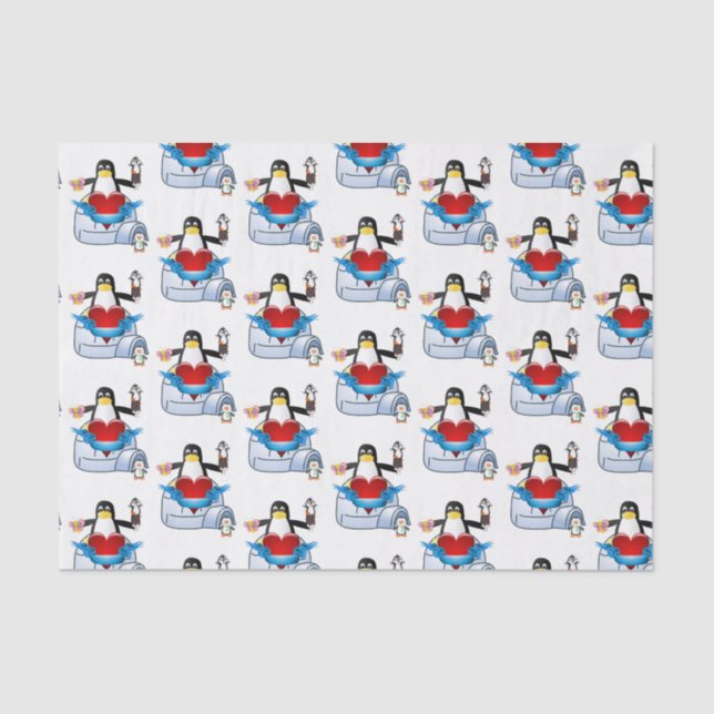 Valentine's Day Tissue Paper Penguin Hearts (Front)