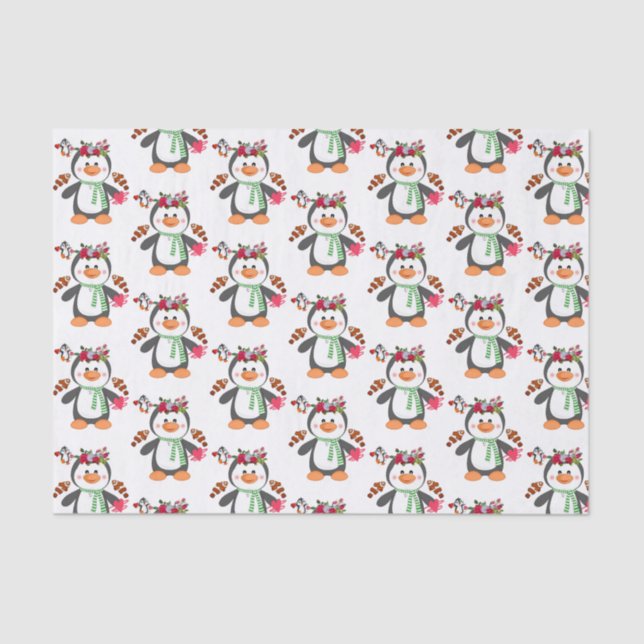 Valentine's Day Tissue Paper Penguin Hearts (Front)