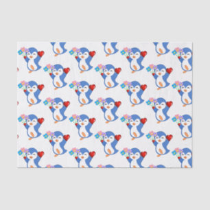 Valentine's Day Tissue Paper Penguin Hearts