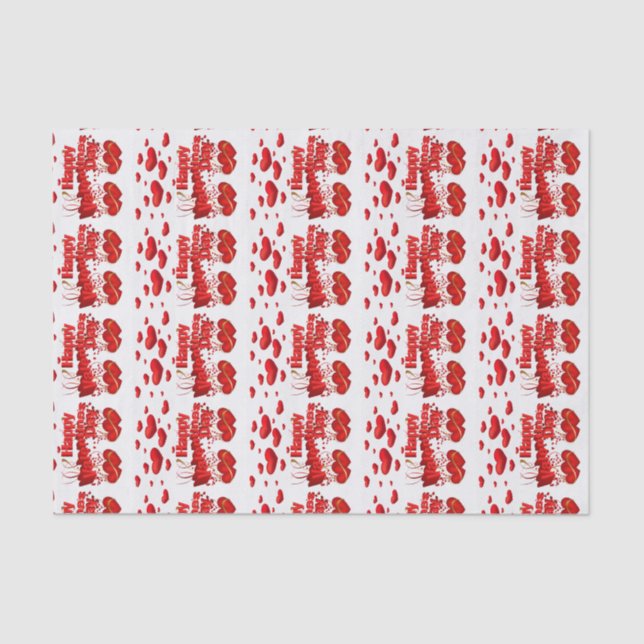 Valentine's Day Tissue Paper Red Hearts (Front)