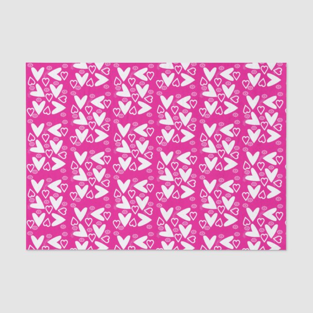 Valentine's Day Tissue Paper White Hearts (Front)