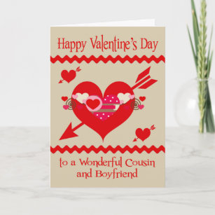Valentine's Day To Cousin and Boyfriend Holiday Card