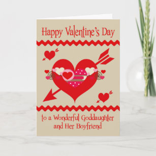 Valentine's Day To Goddaughter and Boyfriend Holiday Card