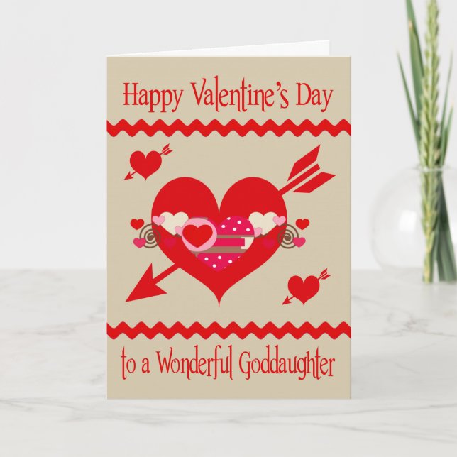 Valentine's Day To Goddaughter Holiday Card (Front)