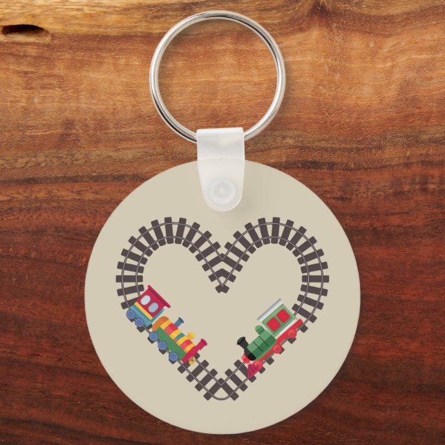 Valentines Day Train Railroad Heart  Keychain (Front)