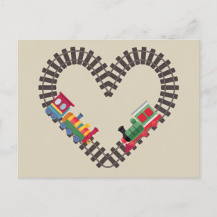 Valentines Day Train Railroad Heart Postcard