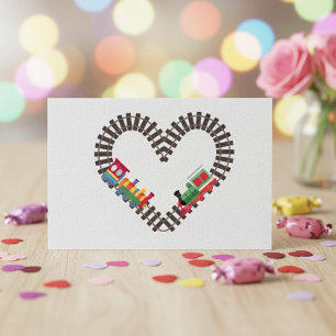 Valentines Day Train Railroad Heart Postcard