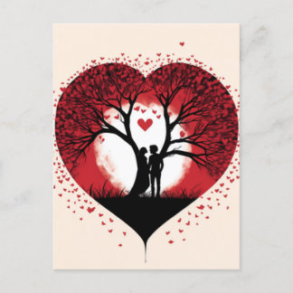 Valentines Day Tree of hearts Postcard