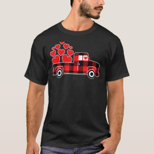 Valentine's Day Truck Buffalo Plaid With Heart For T-Shirt