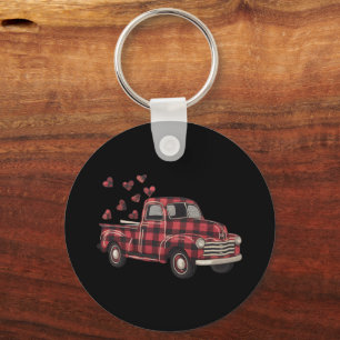 Valentine's Day Truck Funny Buffalo Plaid Leopard  Keychain