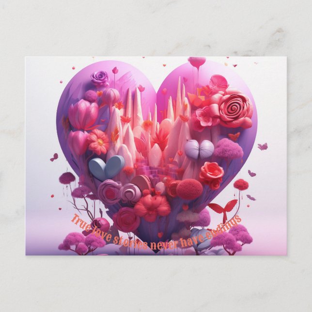 valentine's day true heart love postcard for her (Front)