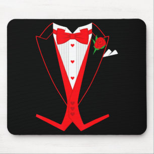 Valentine's Day Tuxedo Red Bow Tie Costume For Guy Mouse Pad