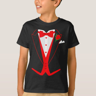 Valentine's Day Tuxedo Red Bow Tie Costume For Guy T-Shirt