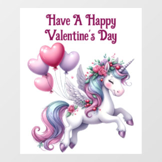 Valentine's Day Unicorn Window Cling