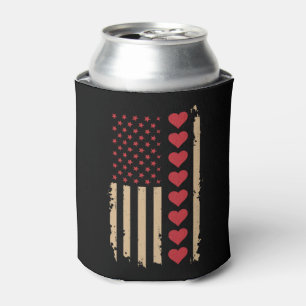 Valentine's Day US Flag Hearts Can Cooler