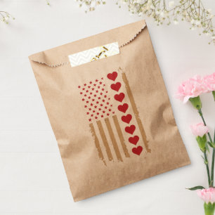 Valentine's Day US Flag Hearts Favour Bag