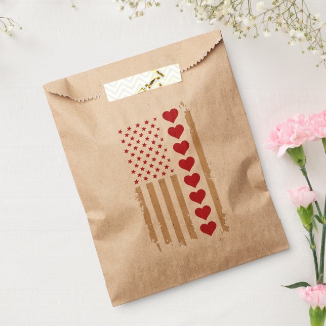 Valentine's Day US Flag Hearts  Favour Bag (Sealed)
