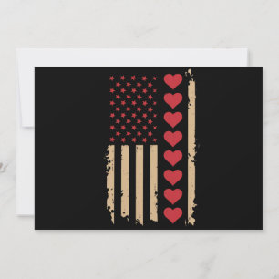 Valentine's Day US Flag Hearts  Holiday Card