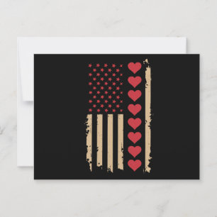 Valentine's Day US Flag Hearts  Postcard
