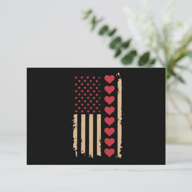 Valentine's Day US Flag Hearts  Thank You Card (Standing Front)
