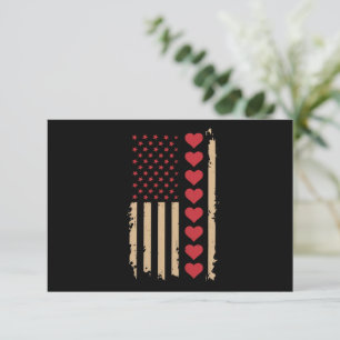 Valentine's Day US Flag Hearts  Thank You Card