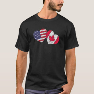Valentines Day Usa Flag American Canadian Heart Ca T-Shirt