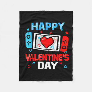 Valentines Day Video Game Controller Heart Boy Tod Fleece Blanket
