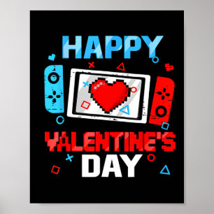 Valentines Day Video Game Controller Heart Boy Tod Poster