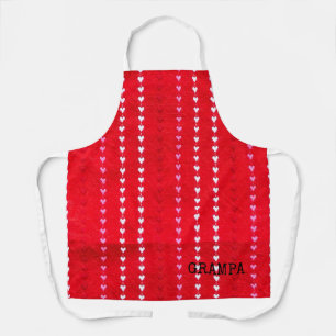 Valentines Day Vintage Heart Fabric Red Love NAME Apron