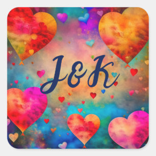 Valentine's Day Vintage Hearts Personalized Square Sticker