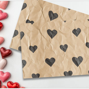 Valentine's Day Vintage Look Kraft Paper Hearts